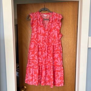 Time and Tru Pink and Coral Floral Ruffle Sundress